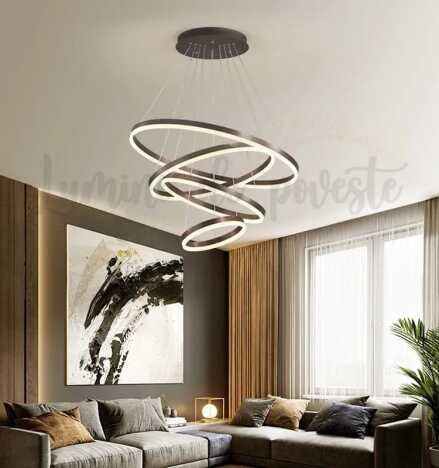 Candelabru LED 288W Minimalist 4 Maro, 4 surse de iluminare, Telecomanda, Dimabil